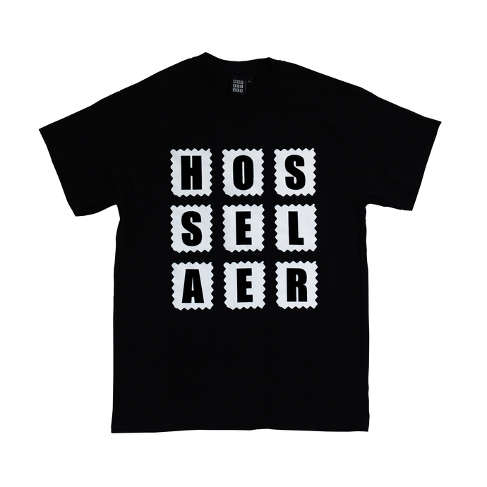 The original Hosselaer Box Logo printed on the Black Classic Fit 100% Cotton Gildan® Ultra  6 oz/yd²